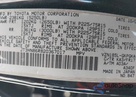 2002 Toyota 4Runner Sr5 V6 from USA, damaged, VIN JT3HN86R820367017